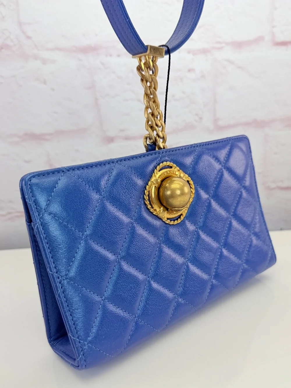 Chanel Evening by the Sea Blue Quilted Clutch Bag